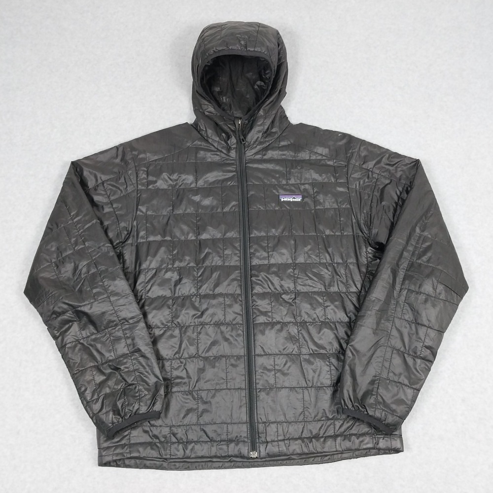 Patagonia Nano Puff Hoody Mens Small Black Puffer Full Zip Jacket Hiking 84220